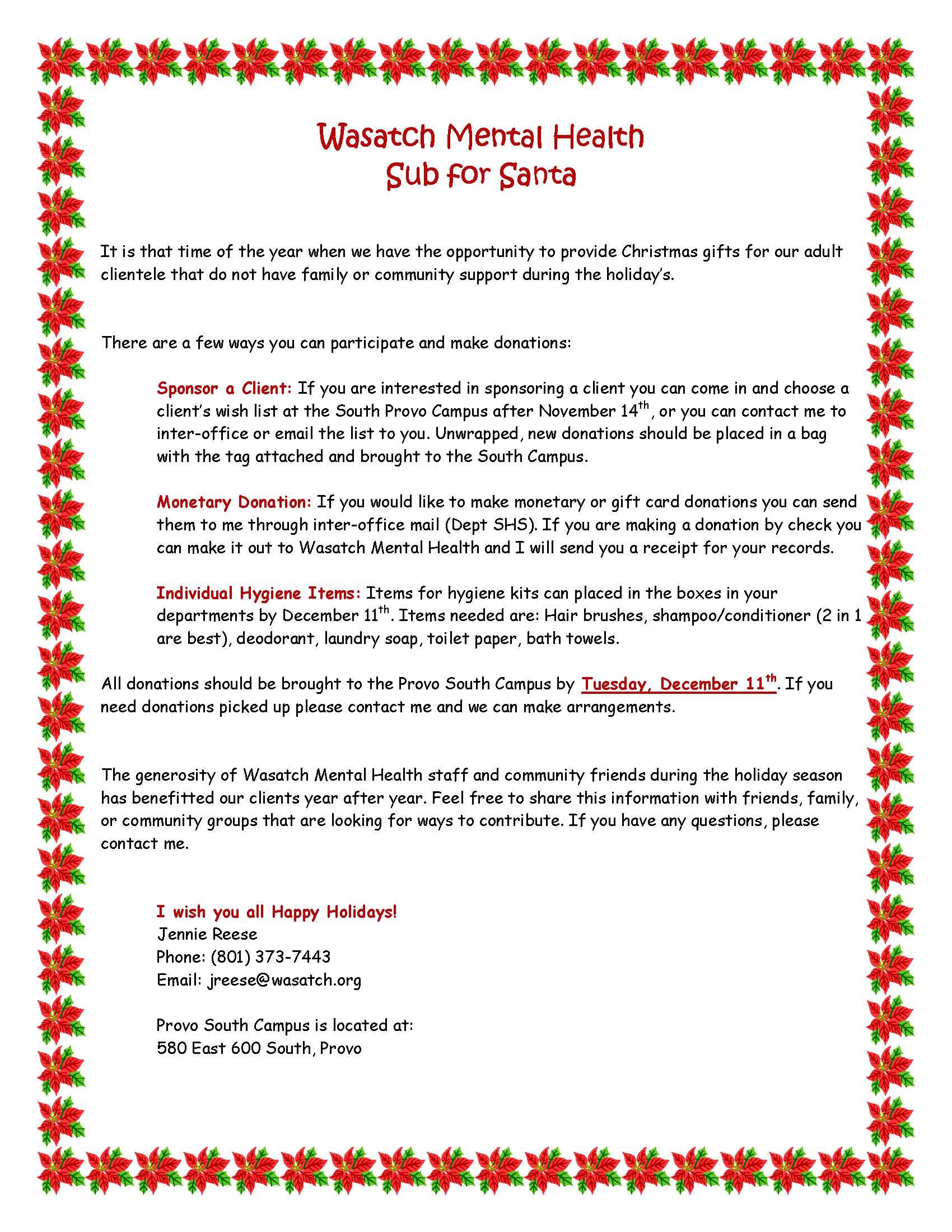 Sub for Santa flyer