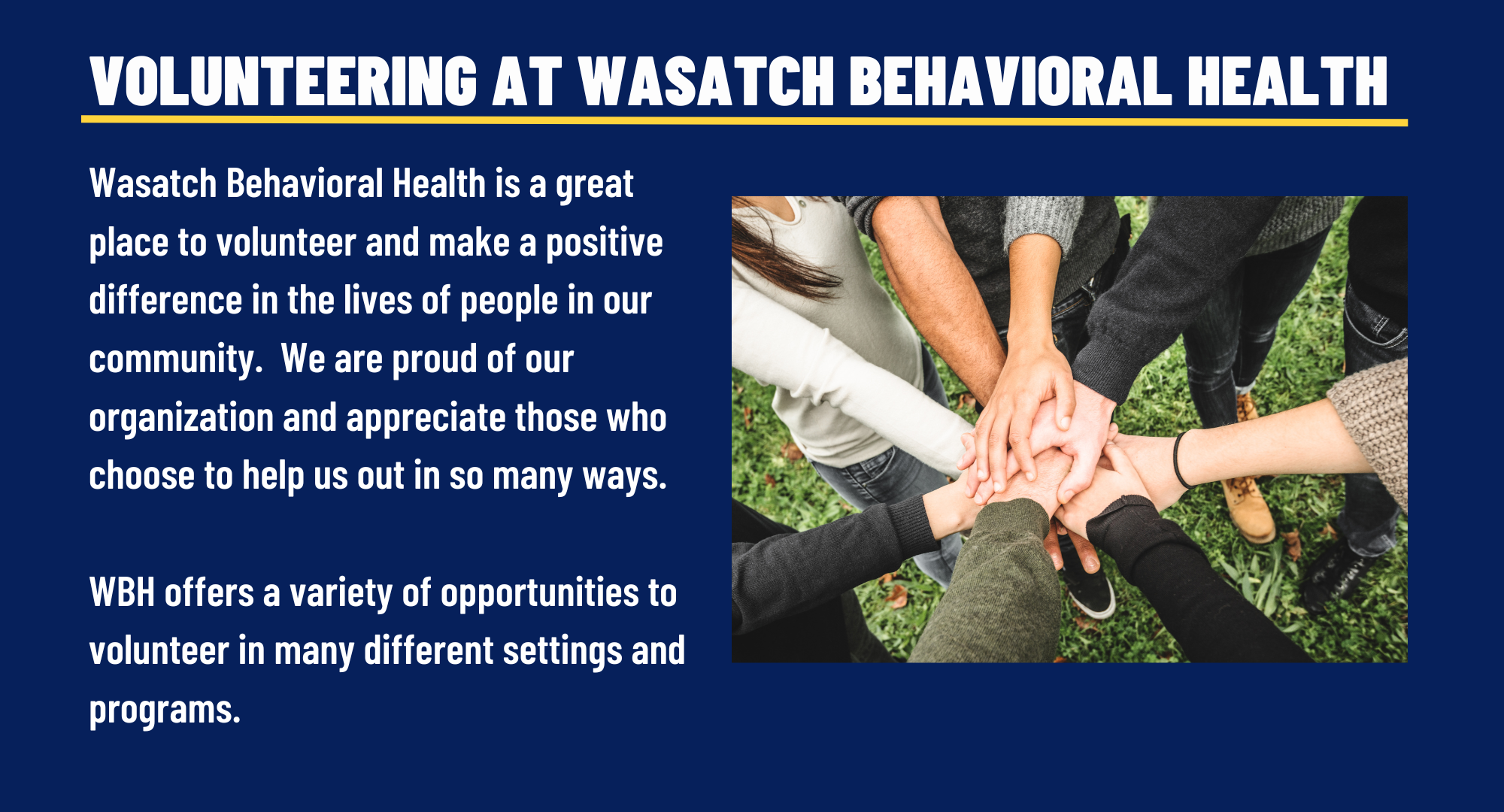 Volunteer here at Wasatch Behavioral Health